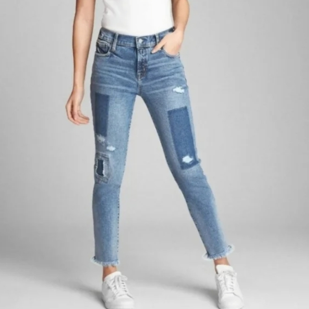 Gap Patchwork True Skinny Ankle Jeans Pants